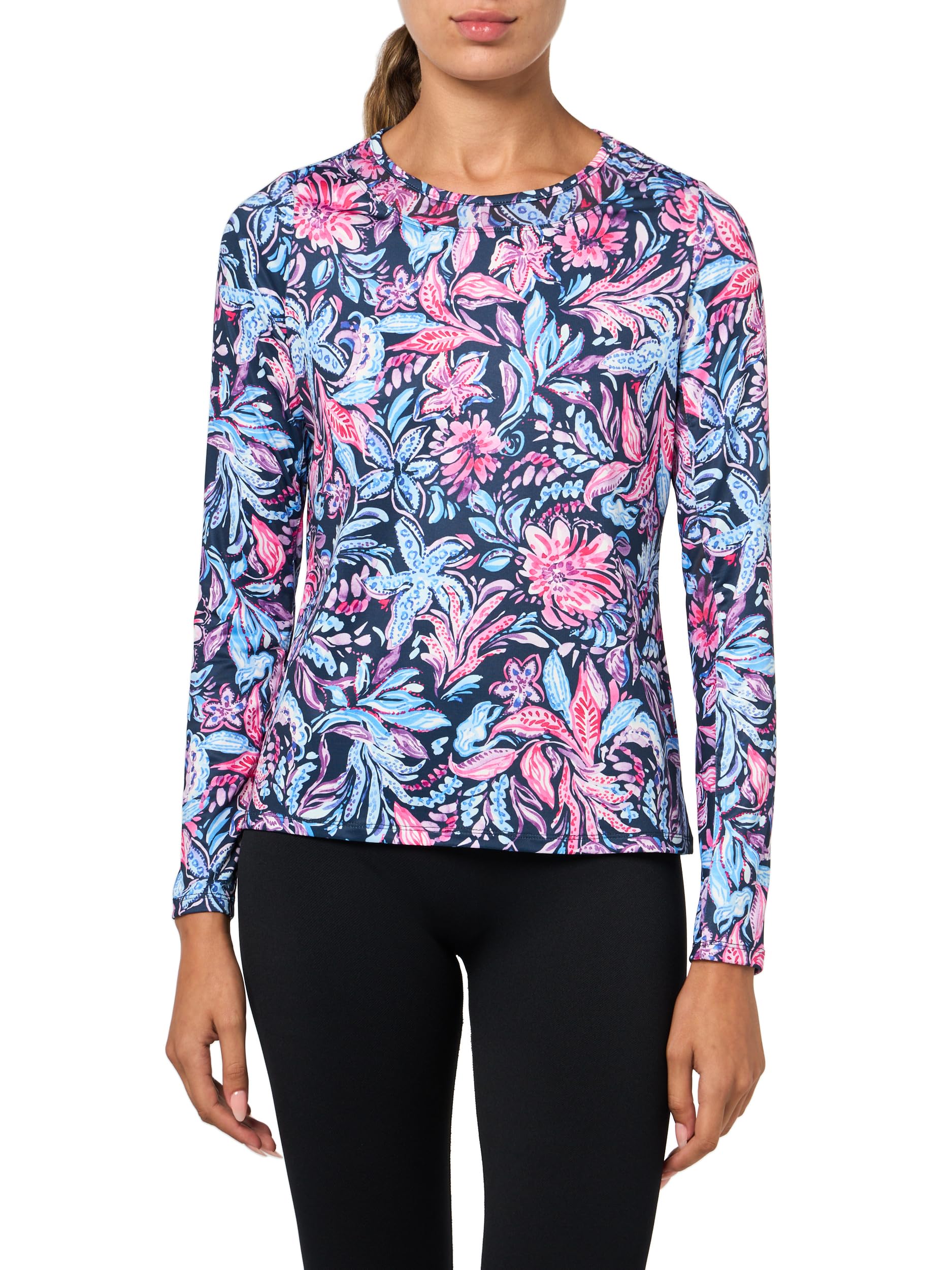 Stella Parker Women’s Crew Mock Neck Long Sleeve Top – UPF 50+, Stretch Fabric, Inner Arm Mesh, Starbrit, X-Large