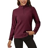 MAGCOMSEN Women's Quarter Zip Pullover Polar Fleece Sweatshirts Lightweight Stand-Collar Jacket Warm Tops