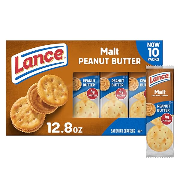 LANCE SANDWICH CRACKERS, MALT WITH PEANUT BUTTER, 10...