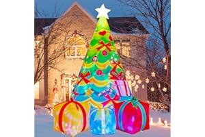 COMIN 7 FT Christmas Decorations Inflatables Tree Outdoor Blow Up Yard Gift Box with Built-in LEDs for Indoor Party Garden Lawn Decor