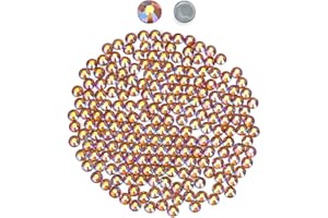 NOVANI Rhinestones Flatback Rhinestones Hotfix Rhinestones Glass Round Crystals Gems for Crafts Clothes Shoes Bag DIY Decoration Gold Yellow AB (SS16/4MM/1440pcs)