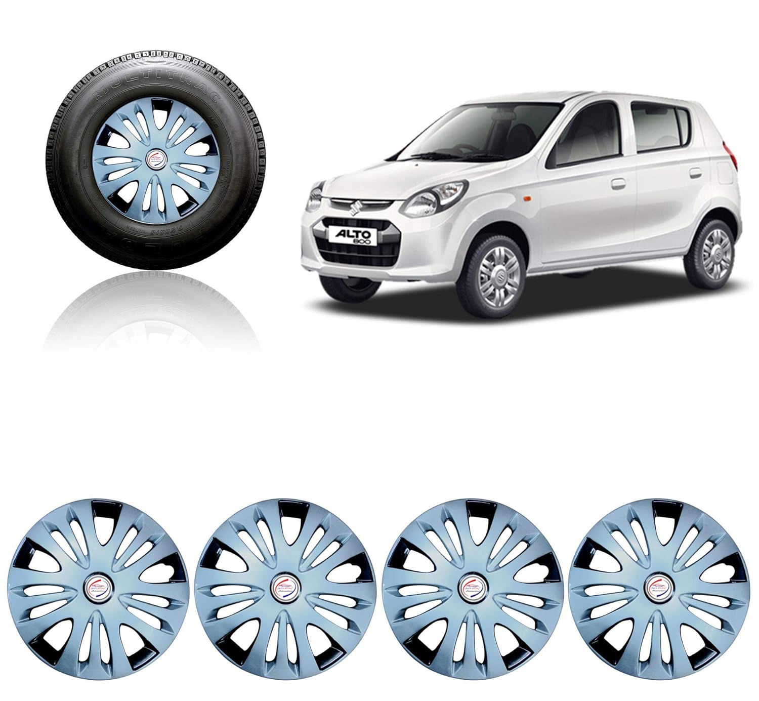 Autopearl Premium Quality Car Full Caps Silver 12inches Wheel Cover For
