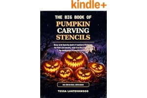 《The Big Book of Pumpkin Carving Stencils: Easy and Spooky Jack-o’-Lantern Patterns for Kid》封面，作者 Tessa Lanternwood