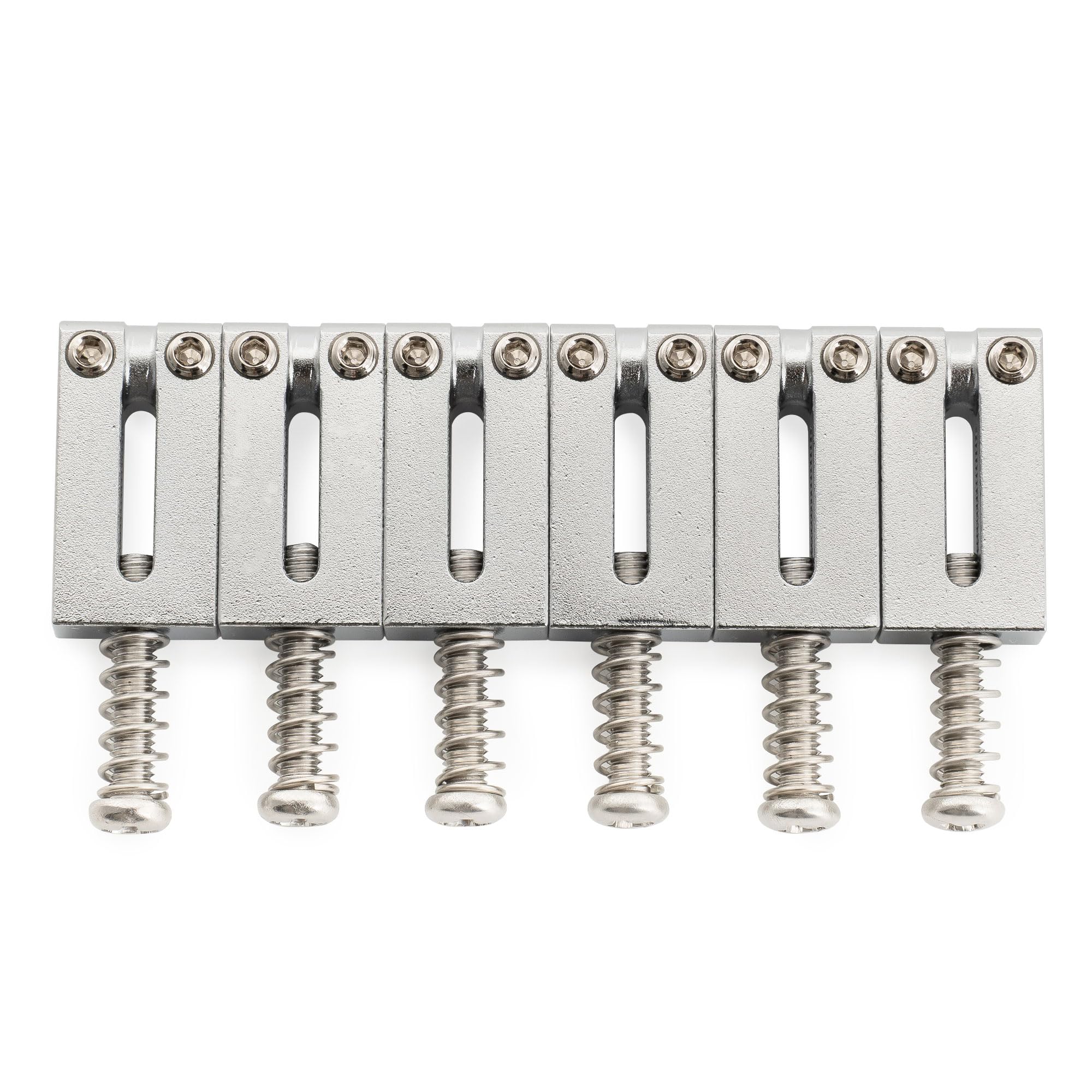 Musiclily Ultra 10.5mm Modern Brass Bridge Saddles for Strat/Tele Style Electric Guitar, Chrome (Set of 6)
