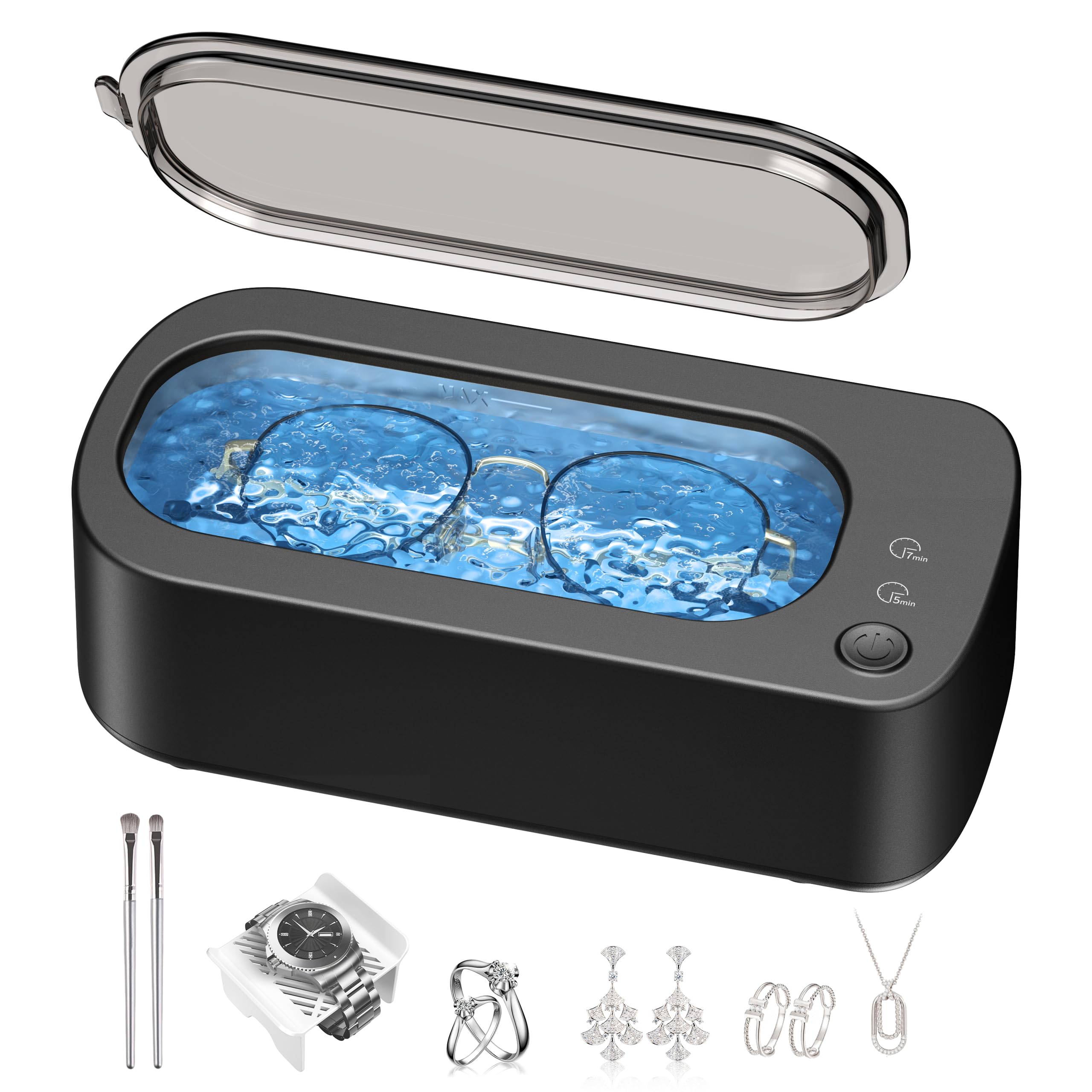 Photo 1 of OSLTWI Ultrasonic Jewelry Cleaner Machine: 48KHz Ultra Sonic Cleaner for Jewelry,Eyeglass,Rings,Watch Band,Dentures,with Dual Cleaning Modes,350ML 304 Stainless Steel Tank,Gift for Wife,Mom,Daughter
