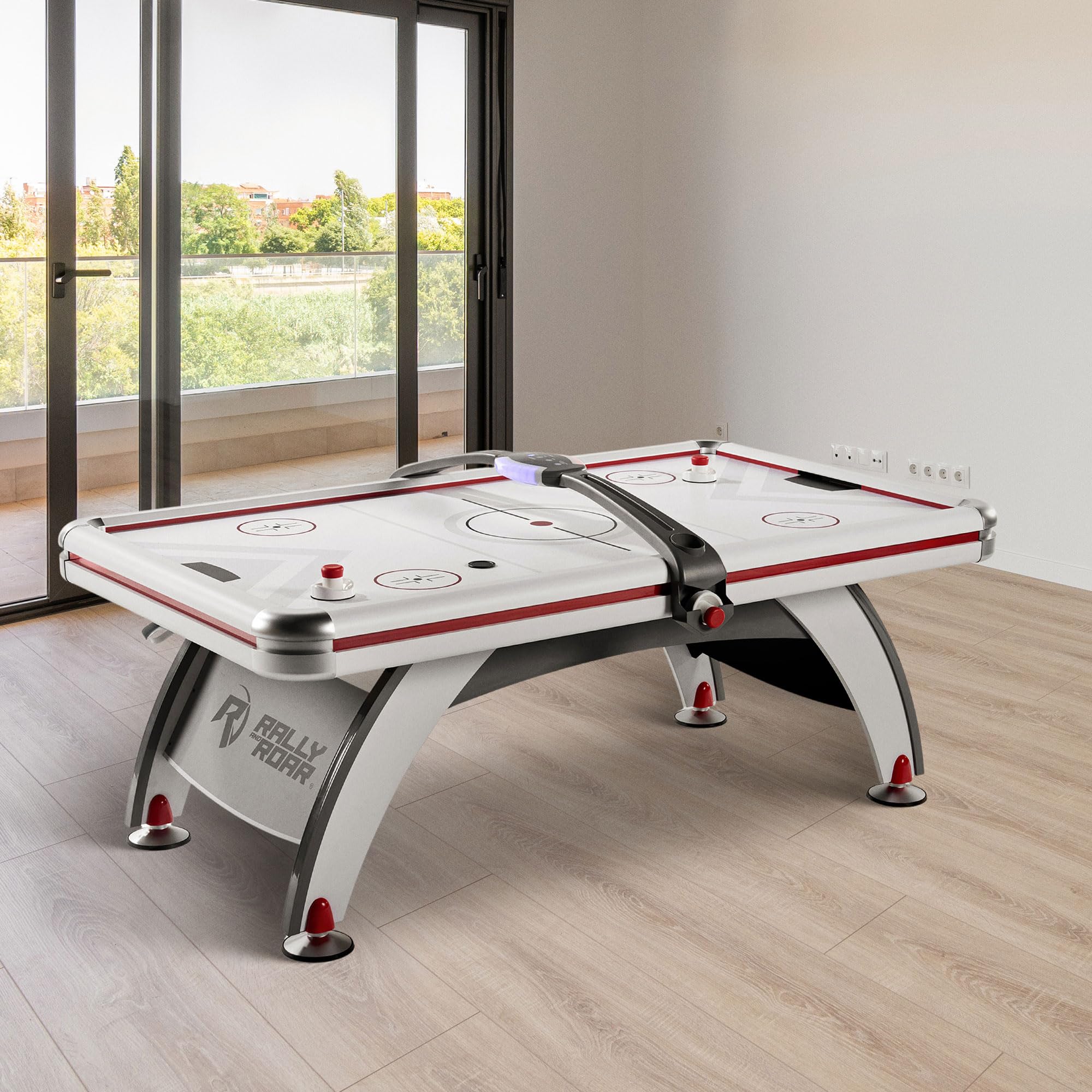 Rally and Roar Air Powered Hockey Multiple Styles Game Tables, Indoor Arcade Gaming Sets with Electronic Score Systems, Excellent for Family Game Rooms