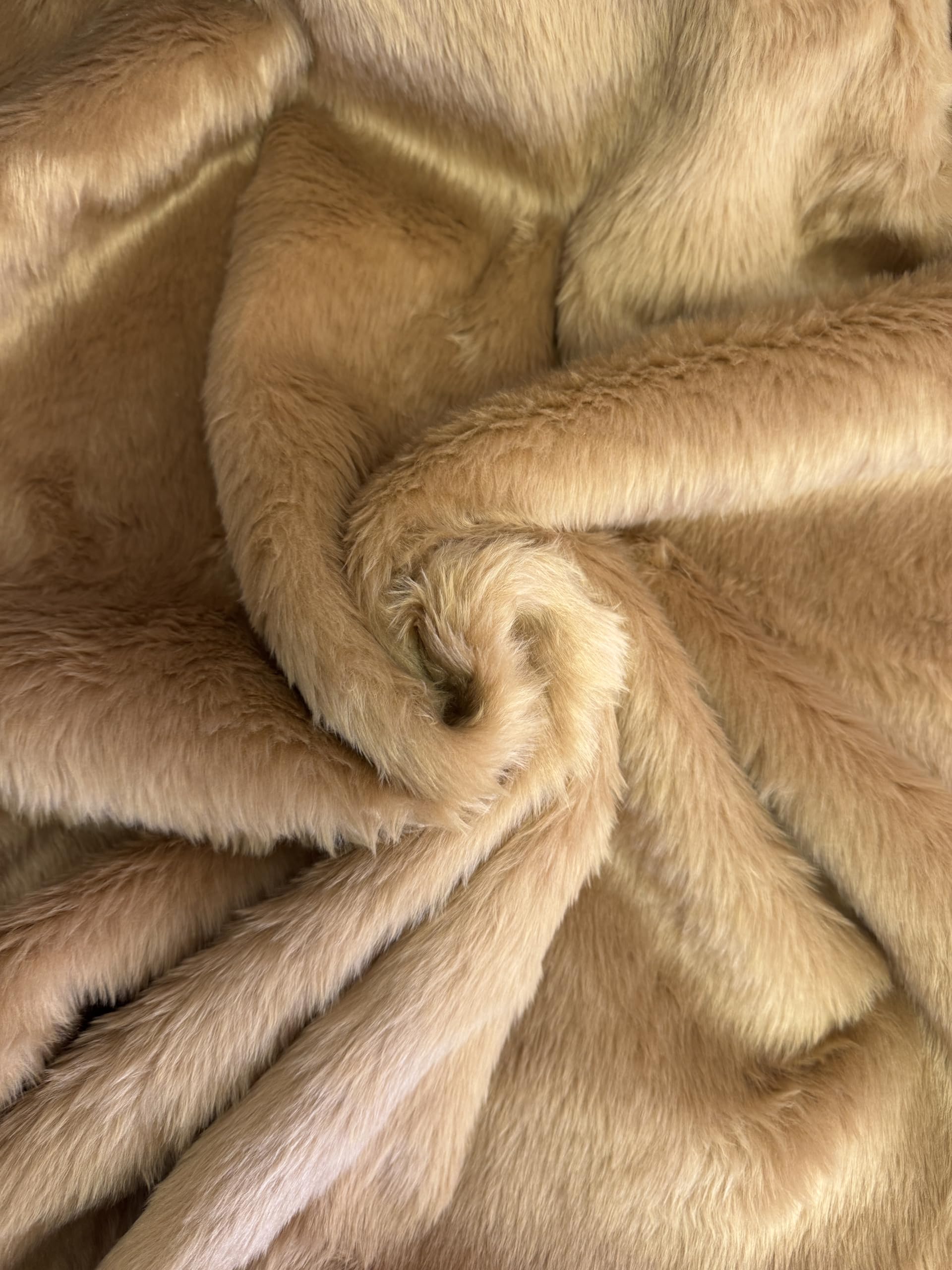 Plain Fun Faux Fur Fabric Material Camel Brown, 1Mtr - 150cmx100cm โ image 1