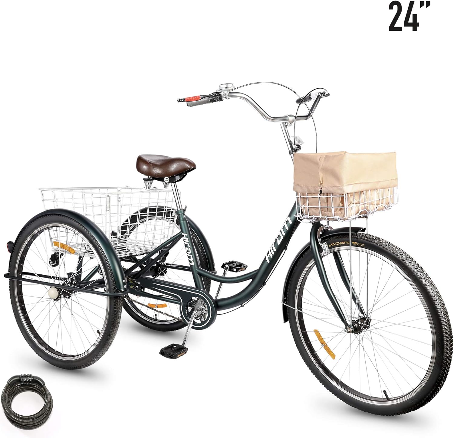 HIRAM Adult Tricycle, 24"/26" Wheels Trike with Low Step