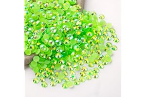 QPRETTY DU Light Green AB Rhinestones Bulk, 5000PCS Flat Back Round Jelly AB Rhinestones Non-Hotfix Crystal Gems Wholesale for Crafts Makeup Nails Face Tumblers Clothes Shoes Handmade Decoration 5mm