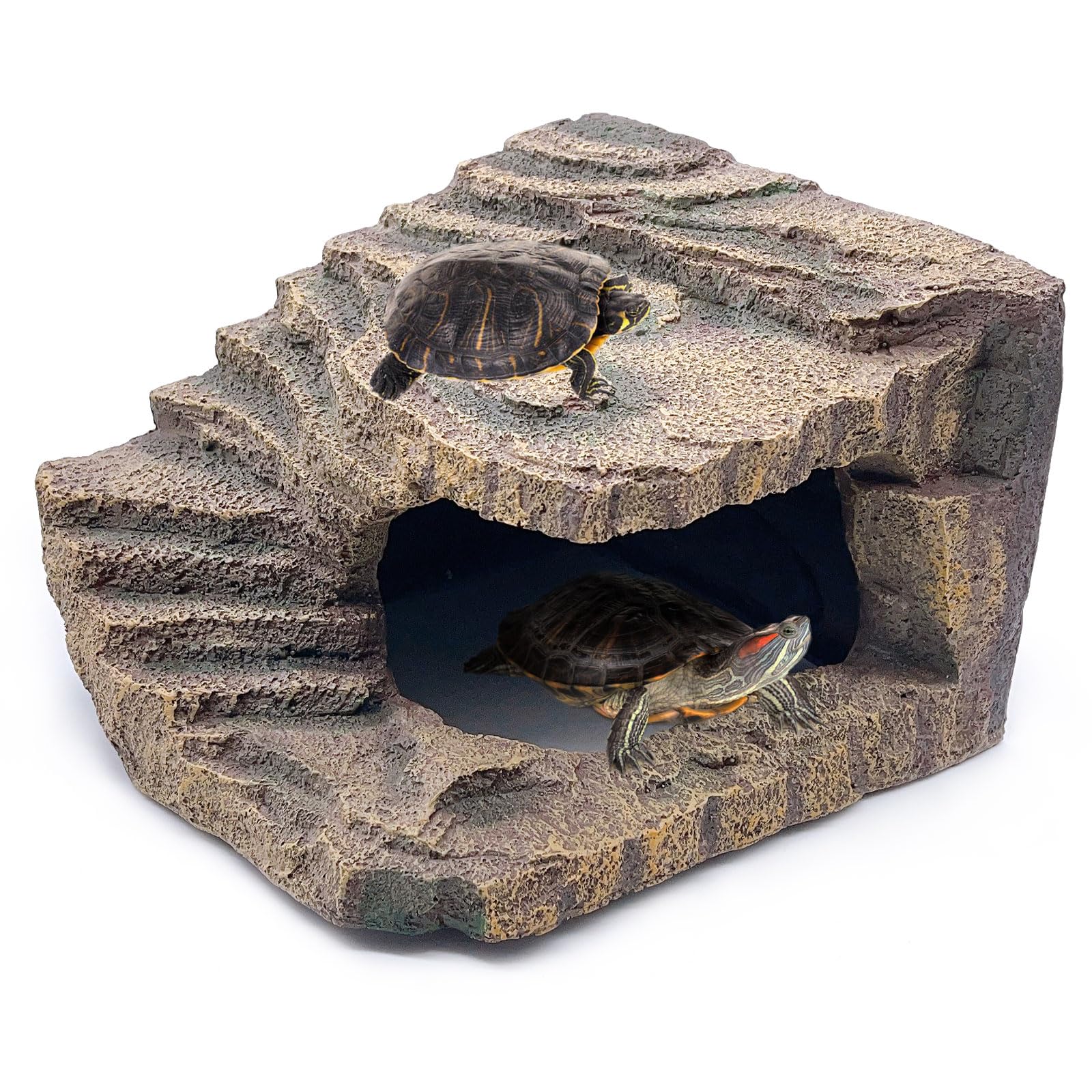 Photo 1 of ***MAJOR DAMAGE*** ***READ CLERK NOTES*** kathson Turtles Basking Platform Tortoise Resting Terrace Climbing Ramp Resin Dock Tank Decorations Reptile Hiding Cave Hideouts for Aquatic Turtles, Frog, Newts and Salamanders?Large