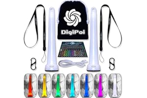 UltraPoi Digi Poi Set - Rechargeable Pocket LED Glow Stick Poi - Rainbow Light Stick with S Hook Clip & Lanyard - Customizable & Wearable LED Concert Light Stick for Poi, Camping, Backpacks & Parties
