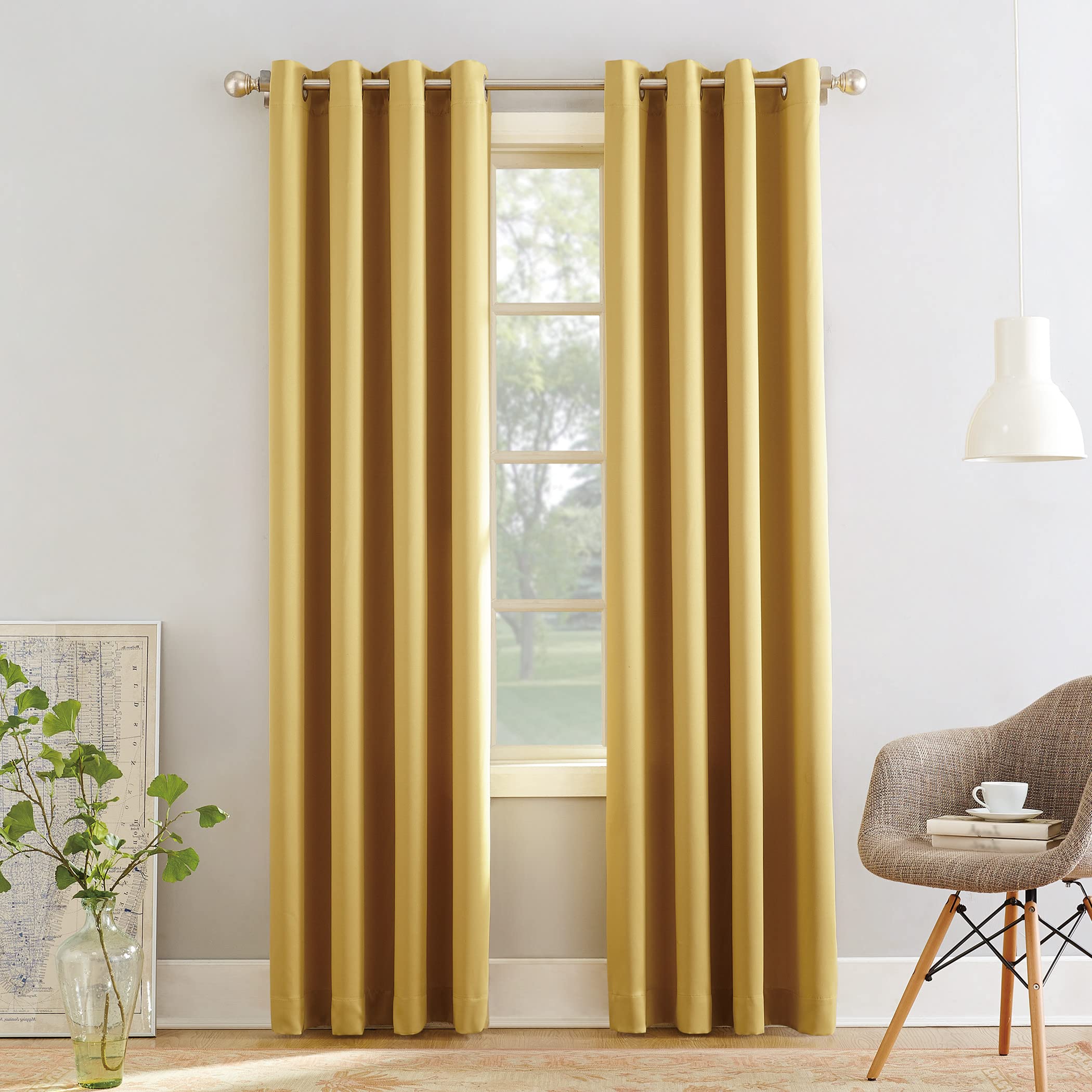 Sun Zero Barrow 2-Pack Solid Total Blackout Grommet Curtain Panel Pair, 54" x 63", Flax — image 1
