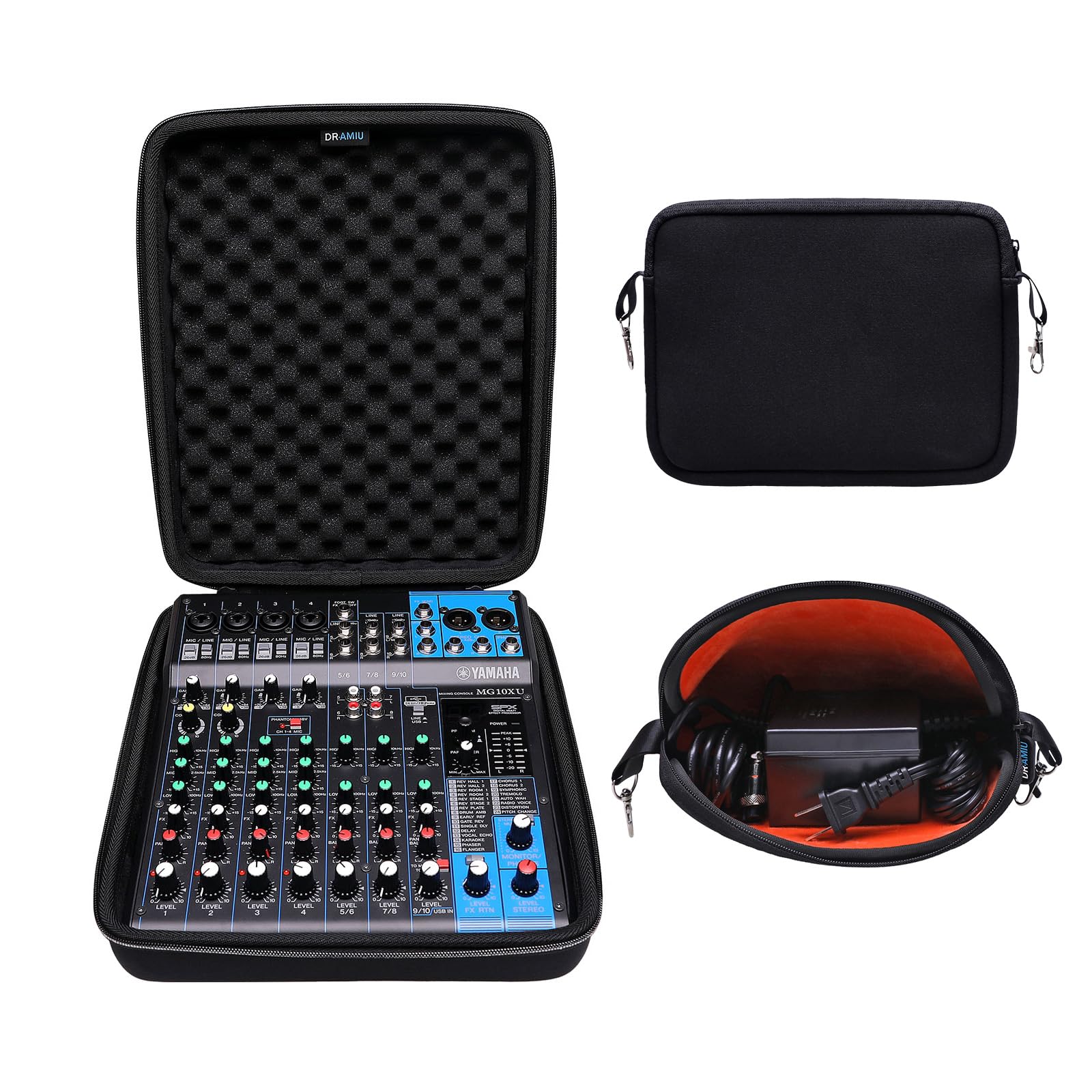 Photo 1 of DR·AMIU Hard Case Compatible with YAMAHA MG10XU or MG10 10-Input Stereo Mixer with Small Storage Bag Black