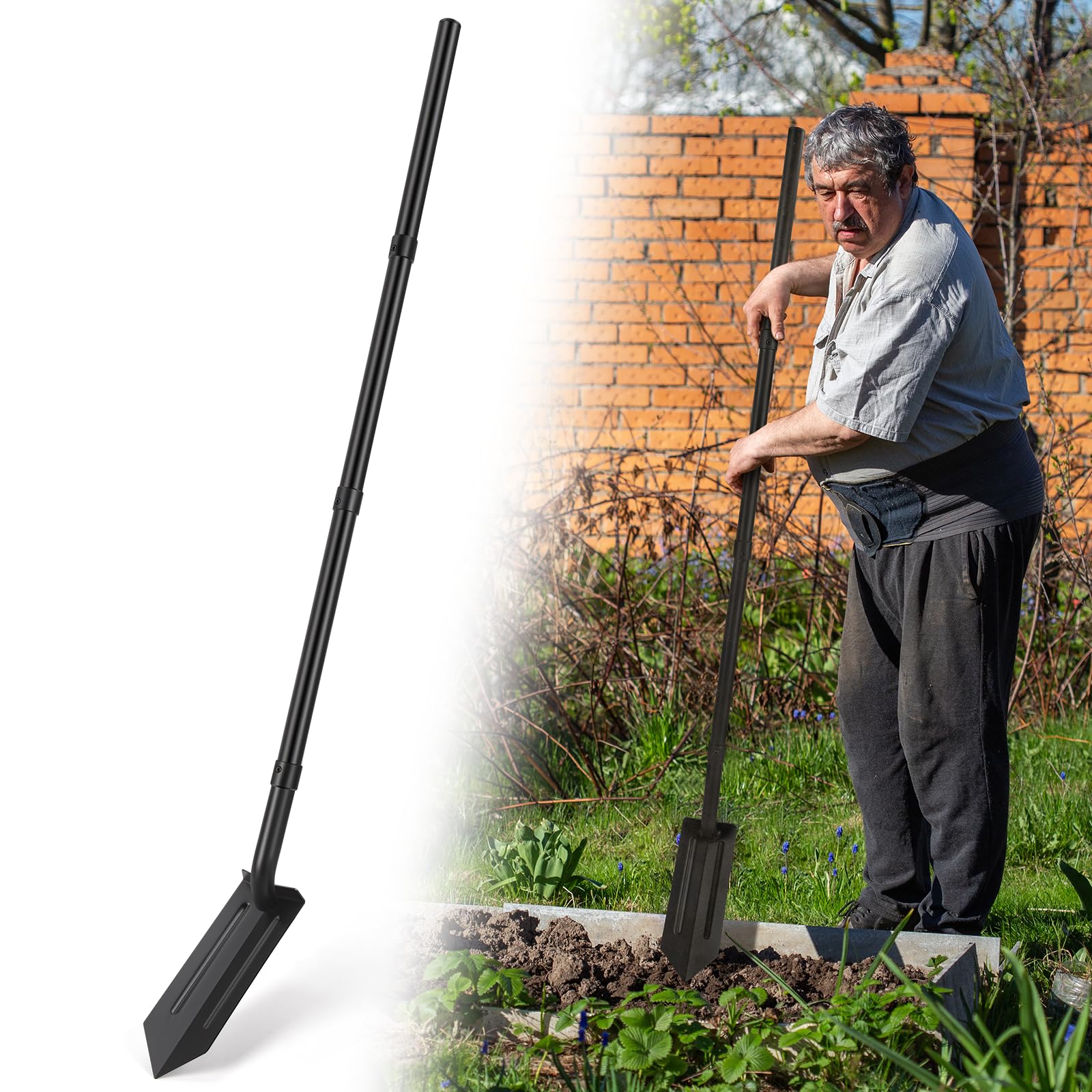 Photo 1 of Trench Shovel, 4-Inch Trenching Shovel, Trenching V-Spade for Digging - 56 Inches Trench Digger Tool