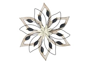 Remenna Whitewash Flowers Wood Wall Decor, Metal Rustic Wall Art Farmhouse Wall Decorations Multiple Floral Hanging Decor for