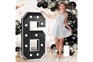 imprsv Marquee Numbers Black Birthday Decorations: Large 4 Feet Tall Light Up Numbers 60th 16th Party Decor Big Mosaic Cardboard Number 6