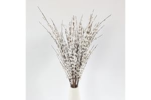 NOLAST 10 Pieces 29.5" Long of Artificial Flowers Faux Jasmine Fake Flower Pussy Willow Branches Stems for Vase Wedding Home Office Party Hotel Restaurant Decoration (White)