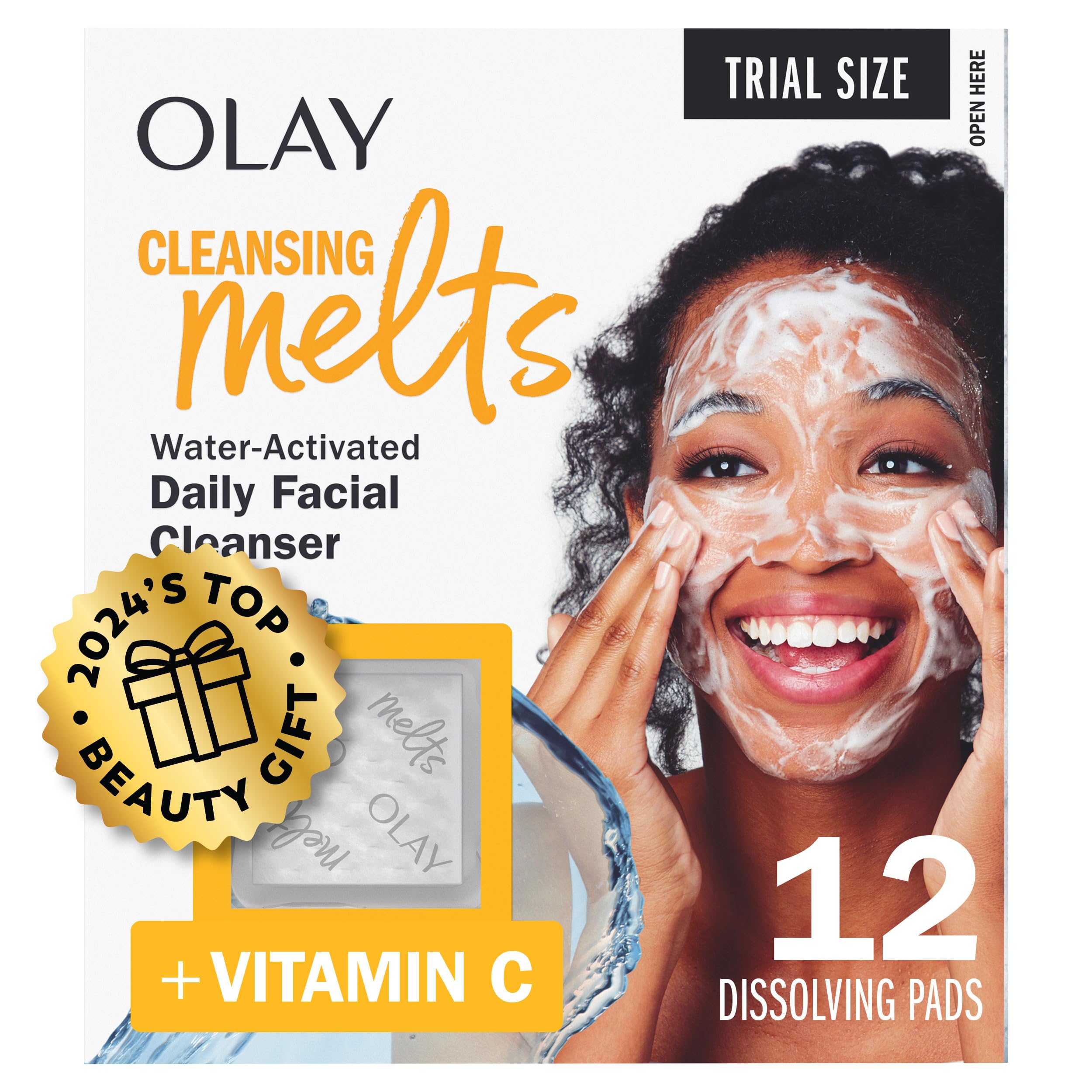 Photo 1 of Olay Cleansing Melts + Vitamin C Face Cleanser, 12ct, Water-Activated Face Wash Cleans, Tones, and Refreshes Skin