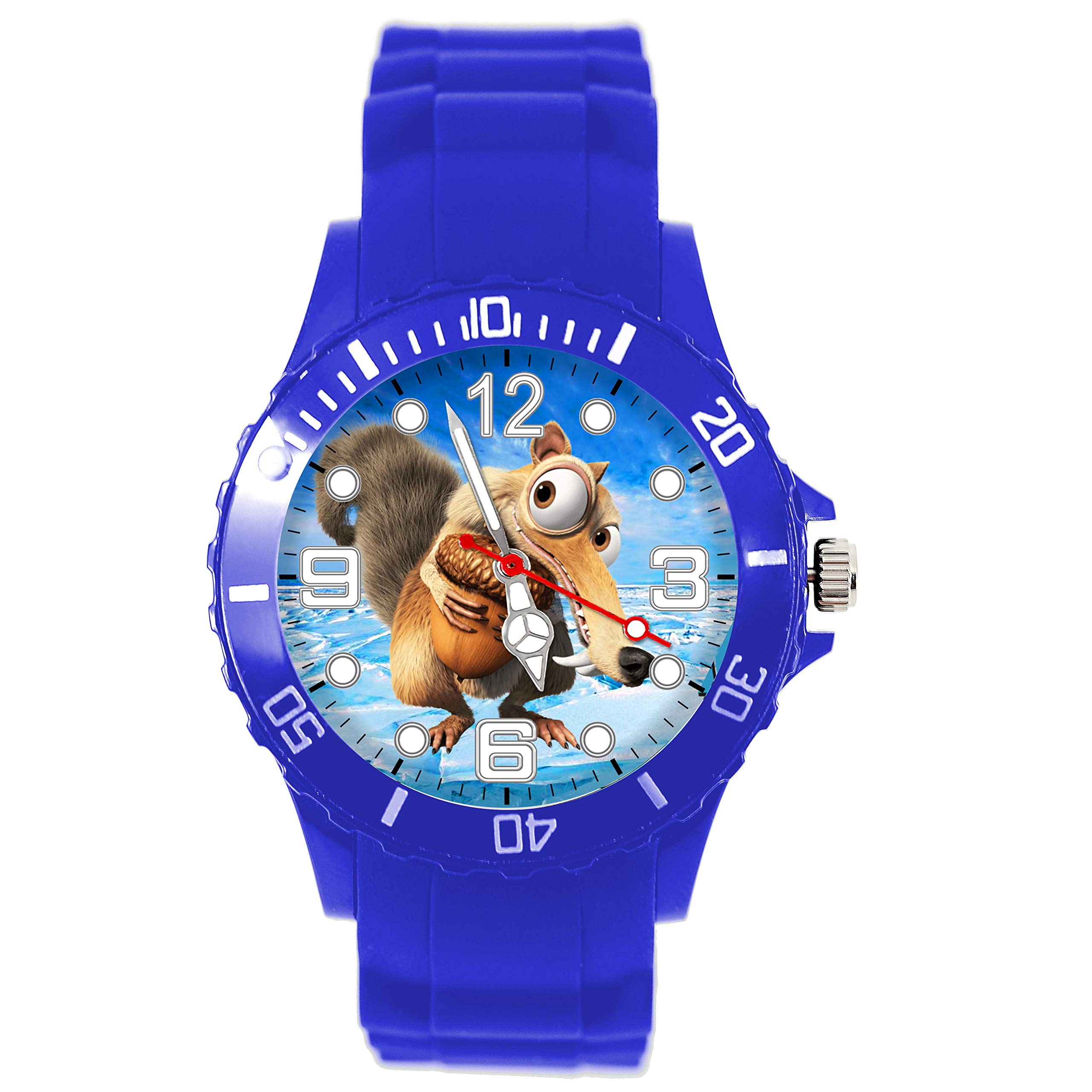 TAPORT Blue Silicone Round Quartz Watch for Squirrel Fans