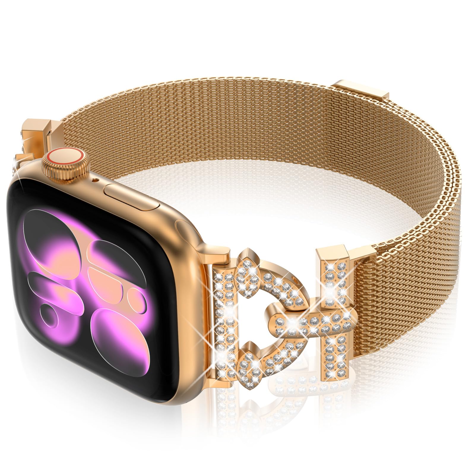 KADES Women Milanese Strap Compatible with Apple Watch 42mm(Series 11 10) 40mm 41mm 38mm,Women Magnetic Metal Strap Replacement Band for iWatch SE 3/2/1,Series 11/10/9/8/7/6/5/4/3/2/1,Rose Gold