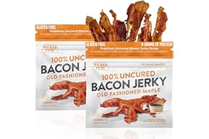 WICKED CUTZ Old Fashioned Maple Bacon Jerky, Candied Jerky with 16g Protein Per Bag, Tender & Easy to Chew Fully Cooked Bacon, USA Made High Protein Carnivore Snacks (2 Bags)
