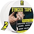 Finger Tape 2 or 6 Pack, Black or White Finger Tape | Residue Free Skin Friendly Strong Athletic Sports Tape | 0.5” x 45 Ft for BJJ Jiu Jitsu Grappling MMA Knob Tape Weight (White, 2 Pack)