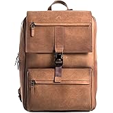 Leather Backpack for Men & Women, Classic Brown - Handcrafted Top Grain Leather Backpack with 17-Inch Laptop Sleeve - Lightweight, Stylish & Durable for Business, Travel & Work - 33cm x 16cm x 40cm