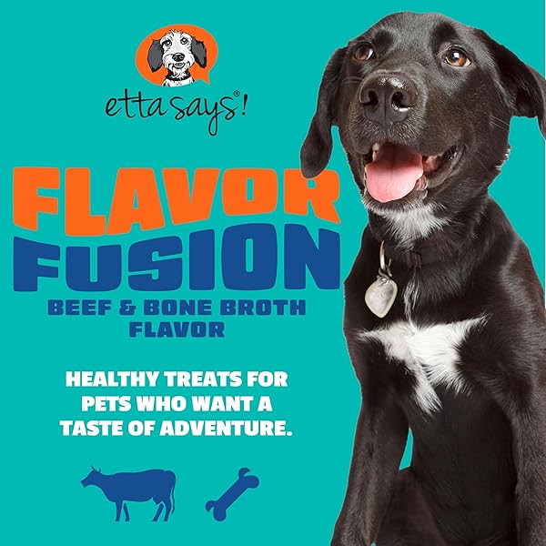 ETTA SAYS! FLAVOR FUSION – ALL NATURAL RAWHIDE FREE CHEWS FOR DOGS 2OZ CHEW – BEEF AND BONE BROTH – MADE IN THE USA (12 COUNT PACK OF 1)