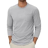 Cotrasen Men's Long Sleeve Tee Shirts Cotton Crew Neck Pocket T Shirts Moisture Wicking Soft Casual Basic Tshirts