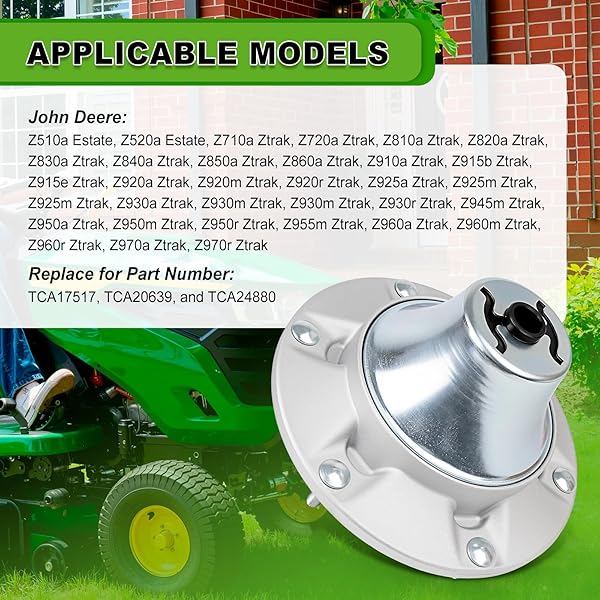 TCA17517 SPINDLE ASSEMBLY COMPATIBLE WITH JO HN DEE- RE Z TRAK Z510A, Z520A, Z710A, Z720A & 48″/54″/60″/72″ REPLACE FOR TCA17517, TCA24880, TCA20639, 3-PACK