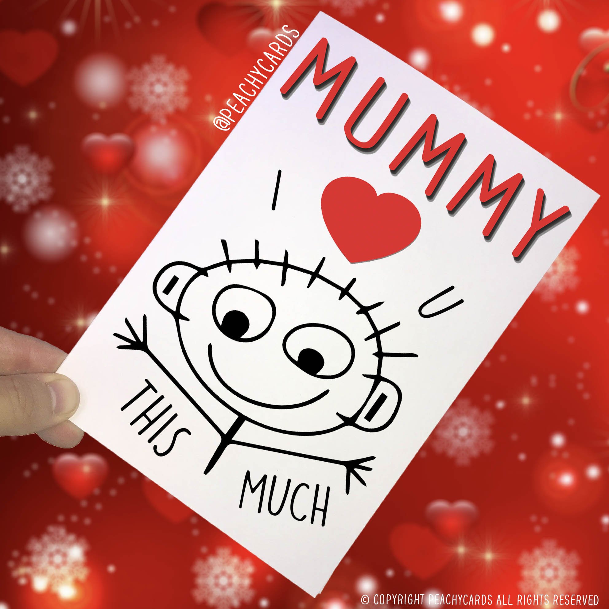 Mummy Card, I Love You This Much, Mummy Birthday Card,Mother's Day Card, Christmas Mummy Card, Cards for Mummy, Family Dad Love You PC222