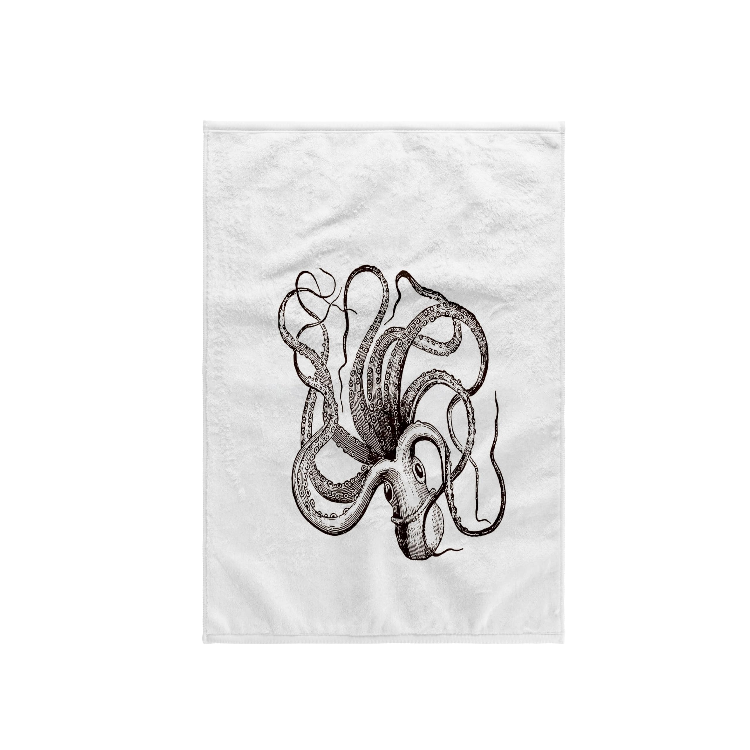 3dRose Brown Octopus Vintage Nautical Ocean Beach Theme Art Towel, White, 15 x 22-Inch