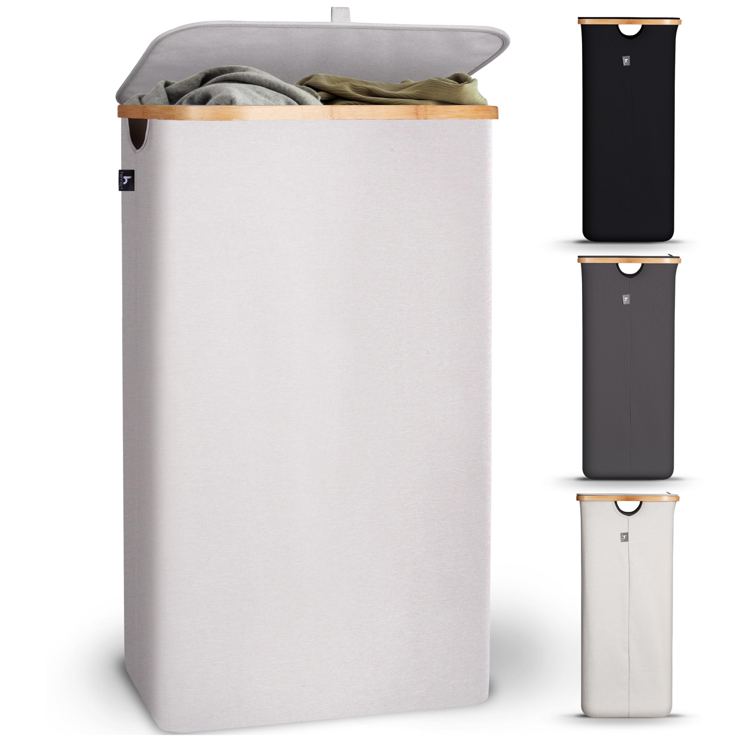HENNEZ 100 L Laundry Basket with Lid Beige - Removable Laundry Bag Laundry Hamper Slim with Lid - Laundry Basket Collector Laundry Sorter - Laundry Chest Laundry Baskets Laundry Baskets