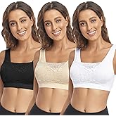 Litthing Lace Bralettes for Women Padded Sports Bra Seamless Plus Size Tank Tops Wirefree Comfort Yoga Cami T Shirt Bras
