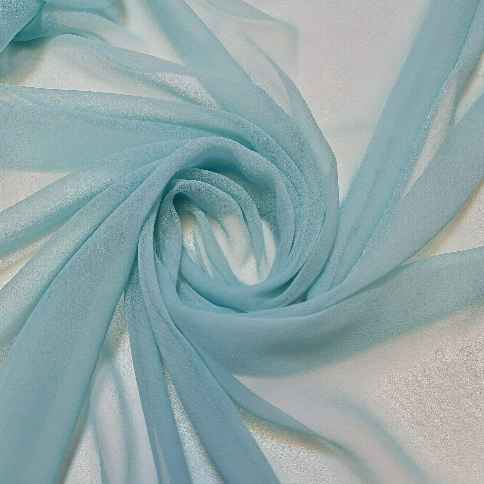 100% Polyester Moss Crepe Chiffon Sheer Decor Drape Dress Fabric 44" (5 Meter, Mint)