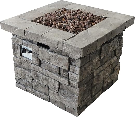 Amazon Com Christopher Knight Home Angeles Outdoor Square Fire Pit 40 000 Btu Grey Garden Outdoor