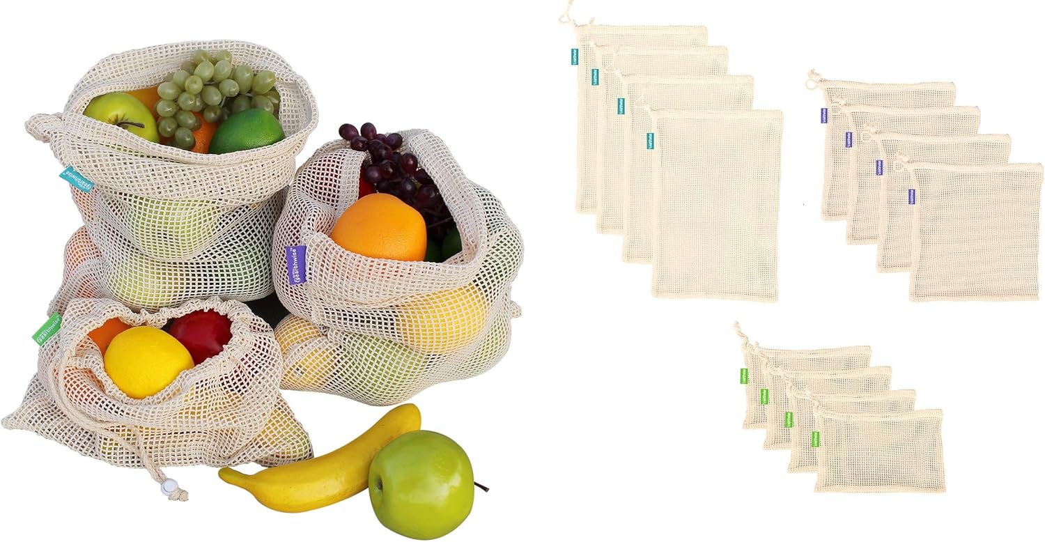 earthwise reusable mesh produce bags