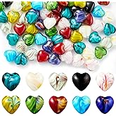 Ornaland 100 Pcs Heart Lampwork Glass Beads for Jewelry Making Bulk Cute Colorful Handmade Spacer Beads for Jewelry Making Bracelets Earrings Necklaces DIY Crafts