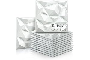 Sonic Acoustics 12 Pack Acoustic Foam Panels 0.4" X 12" X 12" Sound Absorbing Panel, 3D Unique Soundproof Foam Insulation, Foam Padding Used in Home & Offices (12 Pack, White)