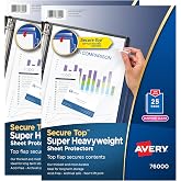 Avery&reg; Diamond Clear Top Sheet Protectors, Super Heavyweight Page Protectors for 3 Ring Binder, Clear Binder Sheet, 25 Count (Pack of 2) (86009)