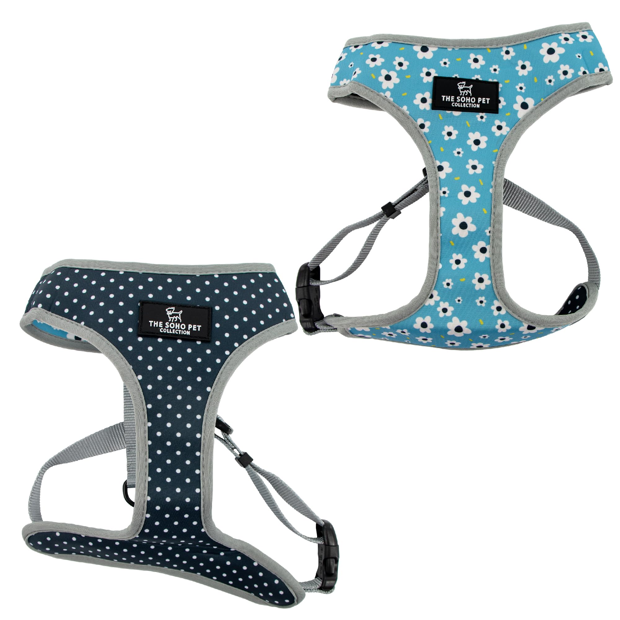 Ancol Dog Reversible Harness in Daisy/Polka Dot - Comfortable Weatherproof Pet Accessory - Lightweight Fashionable Puppy Outfit - Medium — image 1