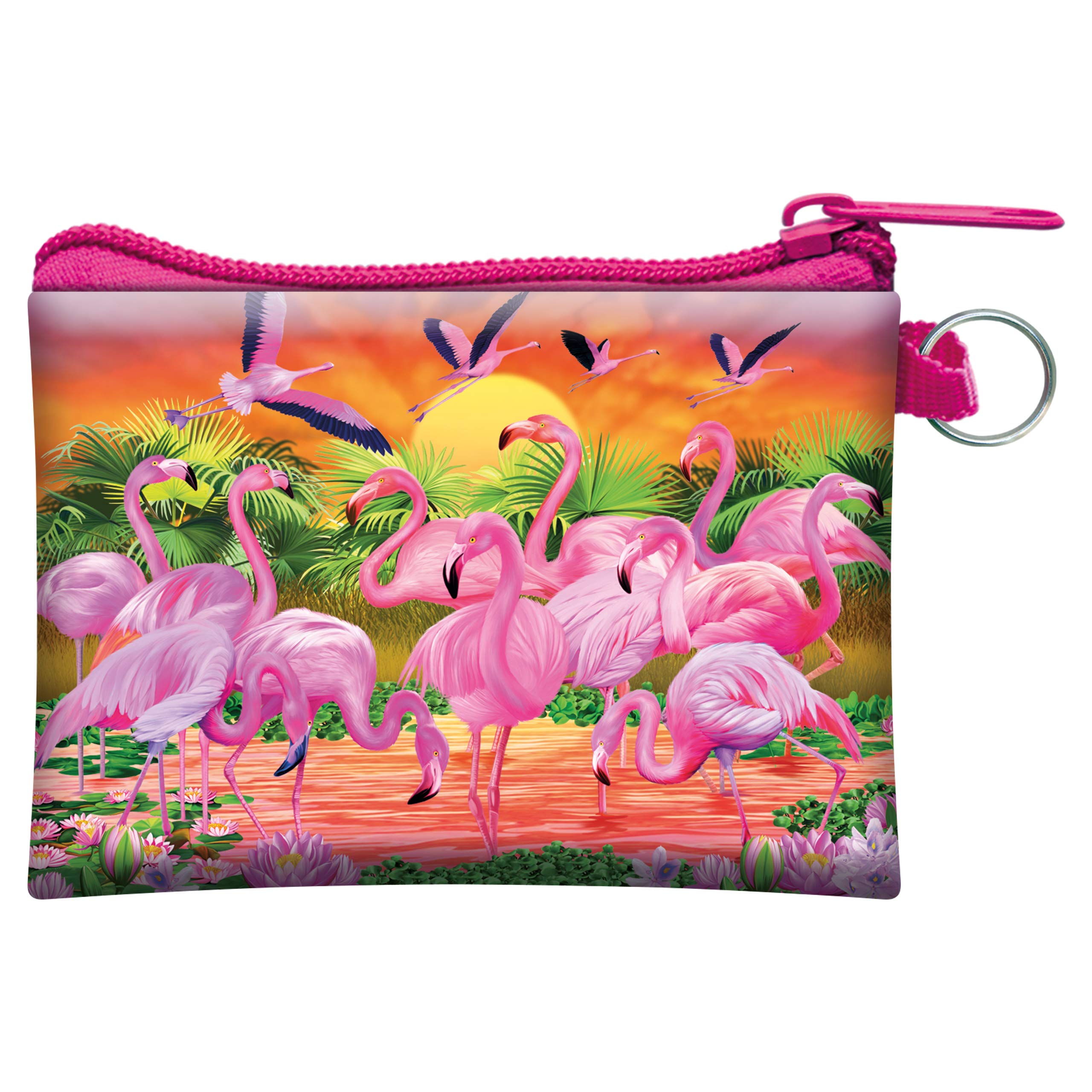 3D LiveLife Coin Purse - Flamingo Lingo from Deluxebase. Lenticular Bird Themed Wallet Featuring Secure Zip, Compact Design for Cash and Card Storage. Perfect Safari Animal Gift.