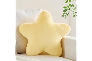 CANGHI Star Pillow 15.7" Yellow Star Shaped Decorative Throw Pillow for Couch Bed Aesthetic Plush Floor Seating Cushions with Soft Faux Rabbit Fur for Sofa Bedroom Living Room