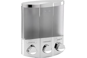 Better Living Products Euro Series TRIO Three Chamber Soap and Shower Dispenser, Chrome