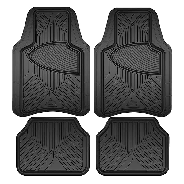 ARMOR ALL 4-PIECE ALL-SEASON FLOOR MATS, CUSTOM FIT CAR MATS, ALL-WEATHER CAR FLOOR MATS, TRIM-TO-FIT AUTOMOTIVE FLOOR MATS FOR CARS, TRUCKS, SUVS, VEHICLE FLOOR LINER – BLACK