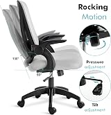 Blisswood Adjustable Office Desk Chair Mesh Back 90° Armrests Grey view 6