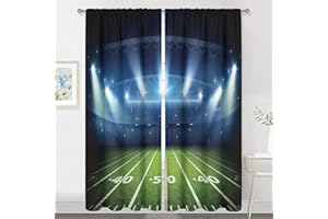 MESHELLY Sports American Football Stadium Arena Curtains 52 (W) x 84(H) Inch Rod Pocket Field Night Spotlights Boys Men Gaming Art Printed Living Room Bedroom Window Drapes Treatment Fabric 2 Panels
