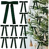 24Pcs Velvet Bows for Christmas Tree, Vintage Velvet Ribbon Bows Wreath Bows Rustic Crafts Gift Bows for Xmas Tree Garland Wreath Holiday Decorations (Green, 5"x7", Width of 1")