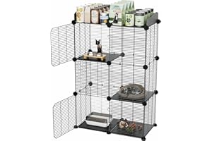 STILLCOVE 2 Tier Cat Cage Indoor, Big Wire Cat Cage Kennels Enclosures DIY Playpen Crates, Pet Pen C&C Cage for 1-2 Cats Kittens
