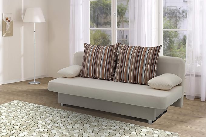 Schlafsofa Orlando 186 x 85 cm, Mikrofaser, beige